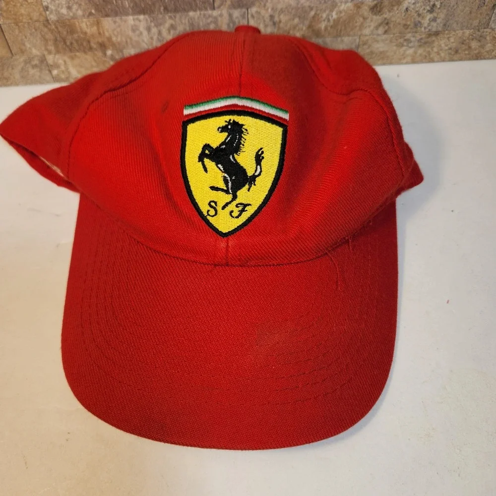Ferrari Racing Baseball Cap Red Scuderia Shield Embroidered Adjustable Hat